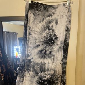 Grey and white tie dye long skirt with slit